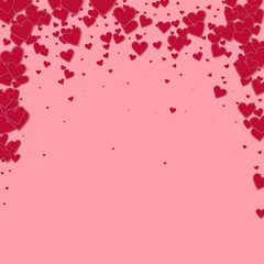 Red heart love confettis. Valentine's day falling