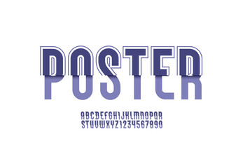 Poster font, modern alphabet, trendy letters and numbers