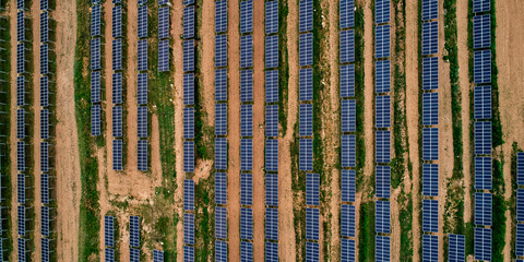 Aerial photography of outdoor solar photovoltaic panel base
