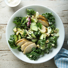 Healthy green salad with chicken