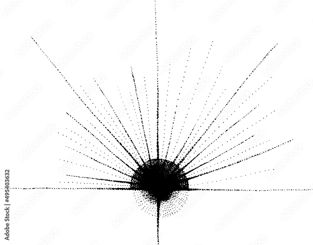 Wall mural abstract sun hand drawn dotwork illustration