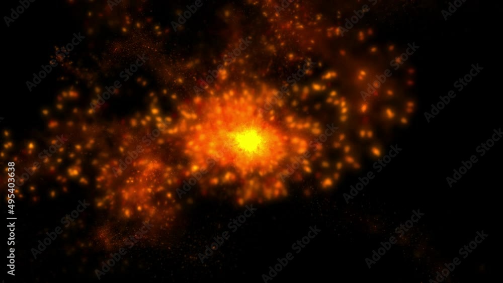 Poster red particle glow random burning at a point