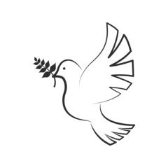Dove of peace icon in outline style. Christianity symbol. Vector illustration