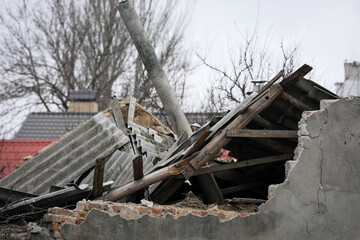 View of ruined house after strong earthquake