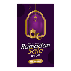 Ramadan sale social media stories banner discount design