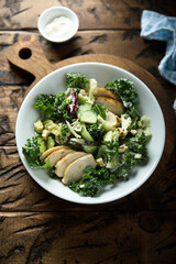 Healthy green salad with chicken