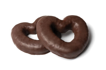 Chocolate Gingerbread Isolated, Heart Shaped Pryanik