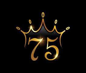 Golden Luxury Crown Monogram Number 75