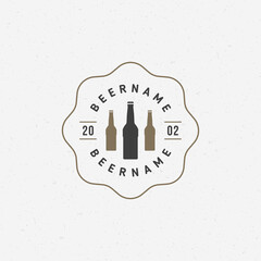 Beer bottle logo or badge design element vector illustration