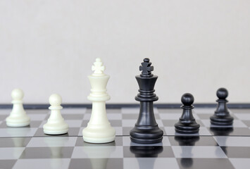 chess game.business leader concept.Selective focus.on a dark background.