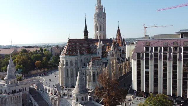 Matthias Church in Budapest. Hungary. Aerial View.