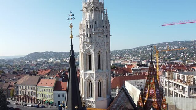 Matthias Church in Budapest. Hungary. Aerial View.