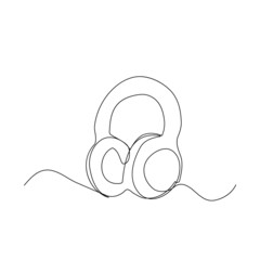 Headphone Linear Art Drawing