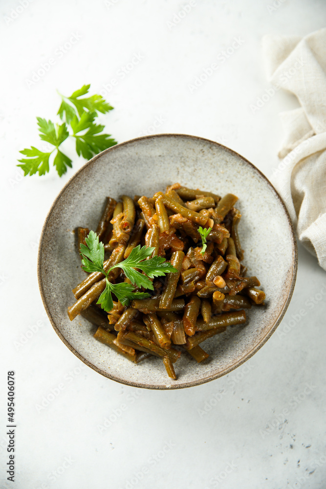 Canvas Prints healthy vegan green beans ragout