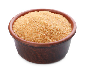 Bowl with brown sugar isolated on white