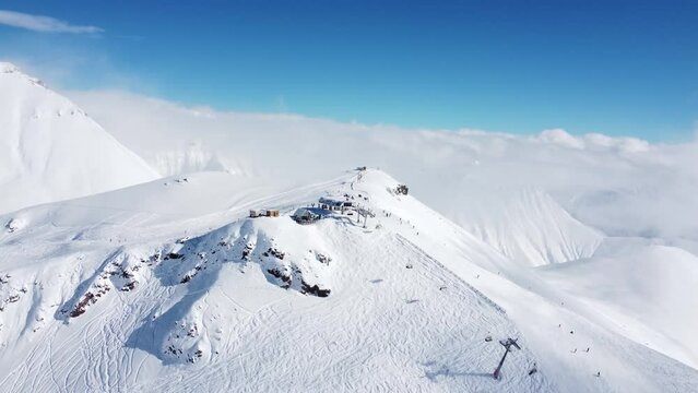 Snowy Gudauri.⛰️ Aerial View. Ski Lift. Georgia. 2022