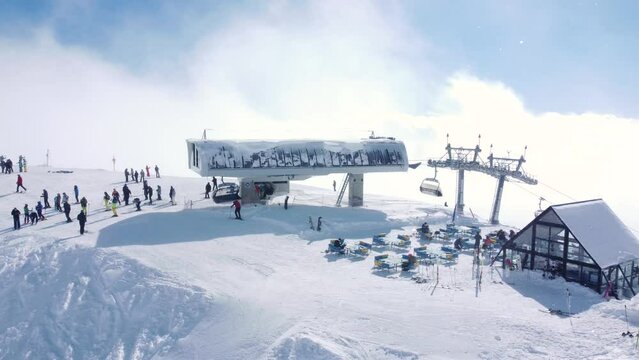Snowy Gudauri.⛰️ Aerial View. Ski Lift. Georgia. 2022