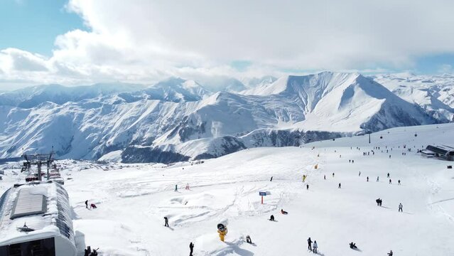 Snowy Gudauri.⛰️ Aerial View. Ski Lift. Georgia. 2022