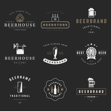 Vintage beer brewery logos, emblems, labels, badges and design elements