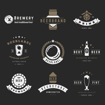 Vintage beer brewery logos, emblems, labels, badges and design elements