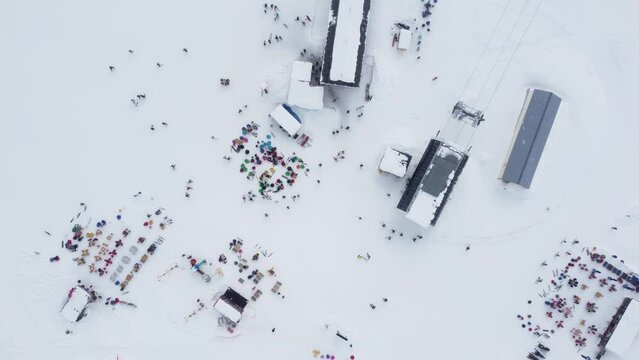 Gudauri Ski Restaurant and Cafe. Arieal View. Georgia. 2022