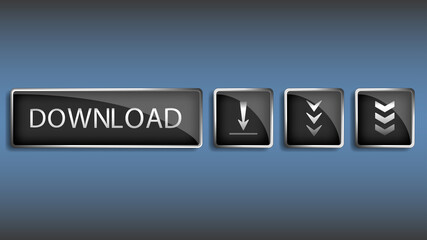Set of the different download buttons for website. Dark metal buttons