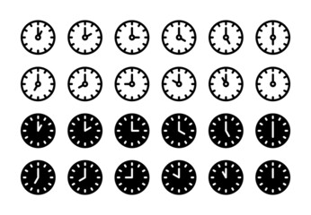 Fototapeta premium Time clock icon collection on black and white design.