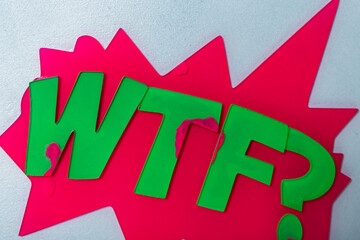 WTF? Comic cartoon explosions. Comics Boom! Symbol, sticker tag, special offer label, advertising badge. Sign banner. Comics speech bubble bang. Pop art