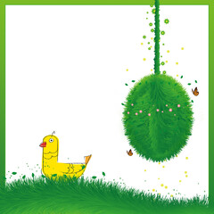 easter cute happy egg april march grass funny green yellow creative postcard flower sunny spring honey fun pattern background garden decorative pattern texture  - obrazy, fototapety, plakaty