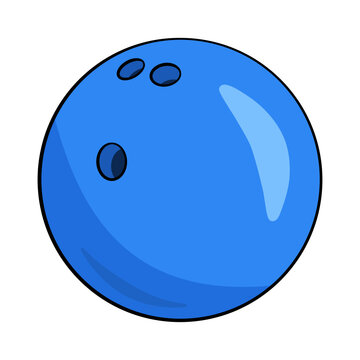 Blue bowlig ball. Vector. Cartoon. Isolated on white background. 