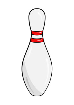 Bowling pin. Vector. Cartoon. Isolated on white background. 	