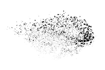 Black grainy texture isolated on white background. Dust overlay. Dark noise granules. Digitally generated image. Vector design elements. Illustration, Eps 10.