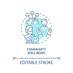 Community well-being turquoise concept icon. Local citizens . Conservation policy abstract idea thin line illustration. Isolated outline drawing. Editable stroke. Arial, Myriad Pro-Bold fonts used