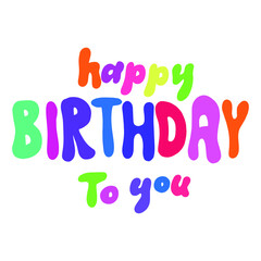 vector funny lettering Happy Birthday Party - Banner, Background - Colorful Illustration
