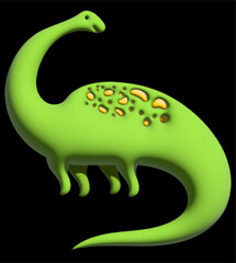3D Prehistoric animal dinosaurus. illustration for the children