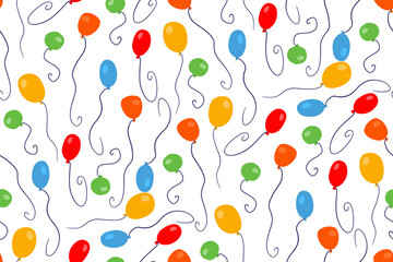 multicolored balloons seamless pattern for holiday decoration