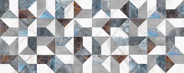 Panele Szklane  colorful patchwork tiles pattern, geometric decor digital tile surface