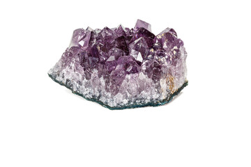 Amethyst Crystal Druse  macro mineral on white background close up
