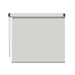 Roller blind for windows. White curtain or projection screen.