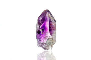 macro mineral stone amethyst on a white background