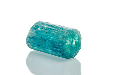 macro mineral stone aquamarine on a white background