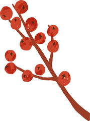 Autumn Branch with Berries Colored Cartoon Illustartion © Good Studio
