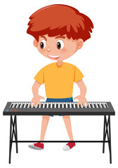 A boy playing electronic keyboard