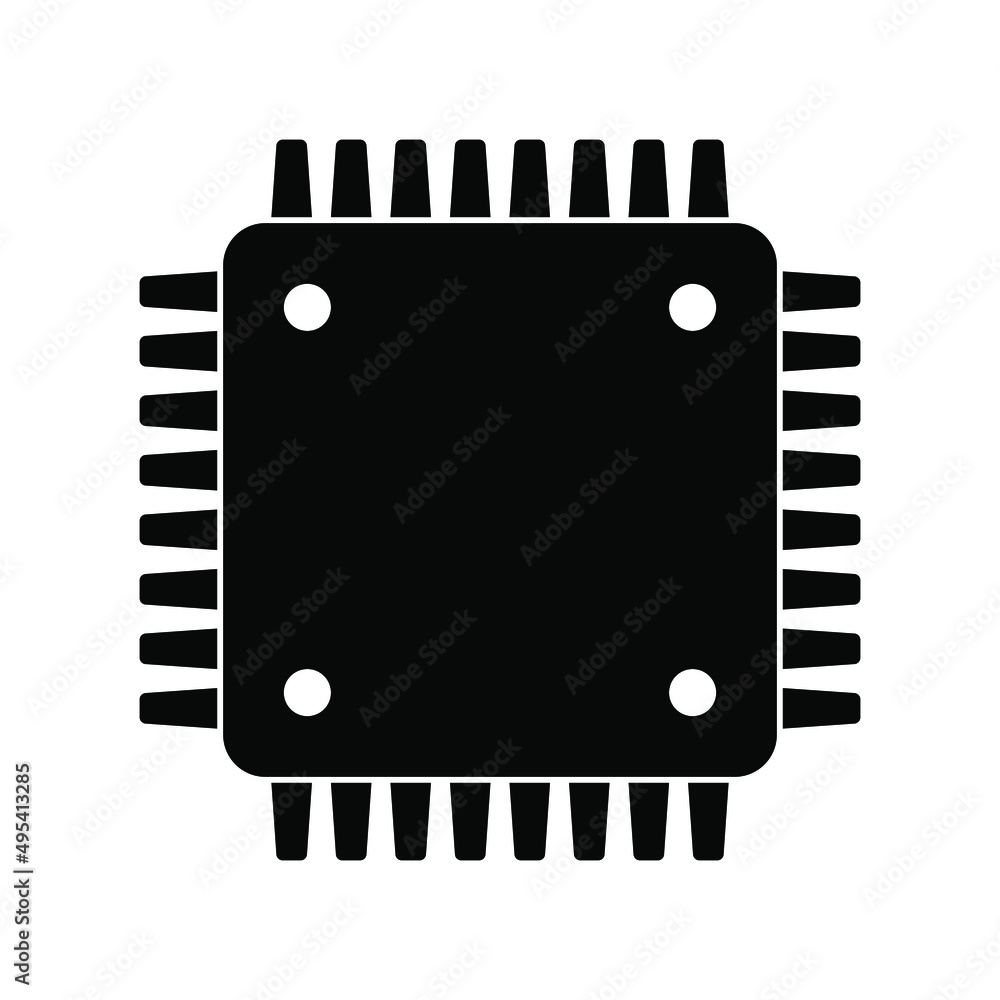 Poster electronic chip vector icon isolated on white background. computer chip icon, cpu microprocessor chi