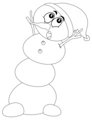 Snowman doodle outline for colouring