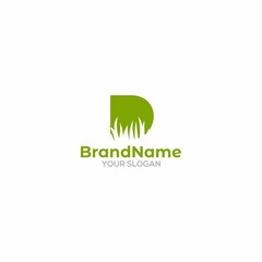 Simple D Grass Logo Design Vector