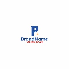P Home Real Estate Logo Design Vector