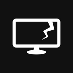 Broken monitor icon on grey background