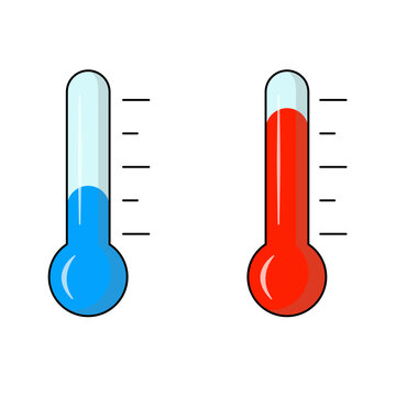 Thermometer, cold and hot temperature. Vector. Cartoon. Isolated on white background.