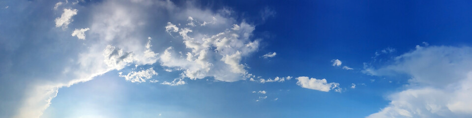 Panorama sky with cloud on a sunny day. Beautiful cirrus cloud.